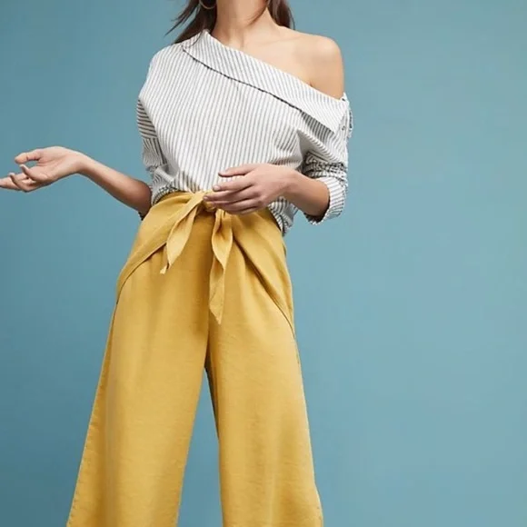 Anthropologie postmate Linen Wrap Waist Pants - Picture 2 of 6